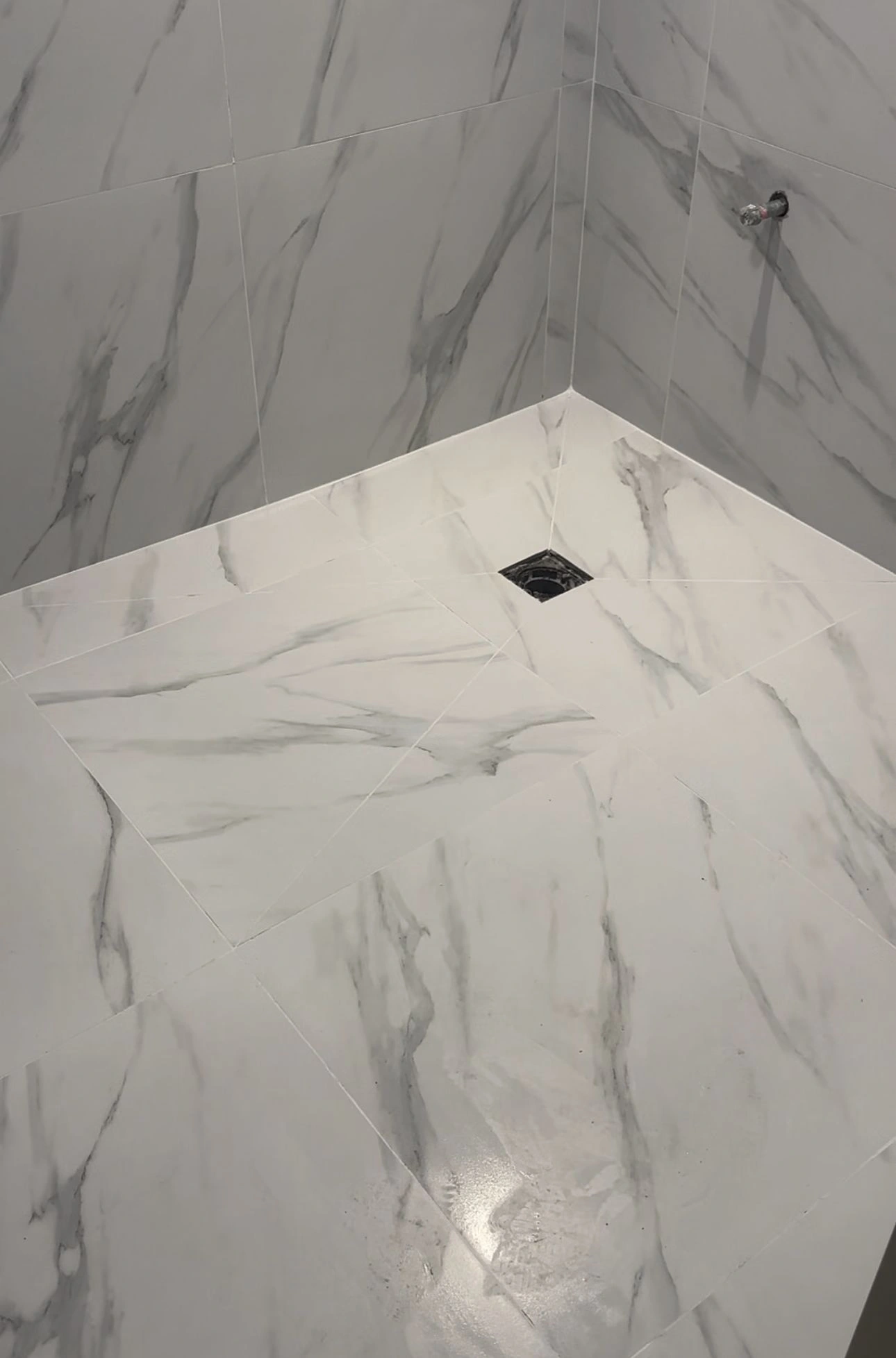 Shower floor and wall tile detail